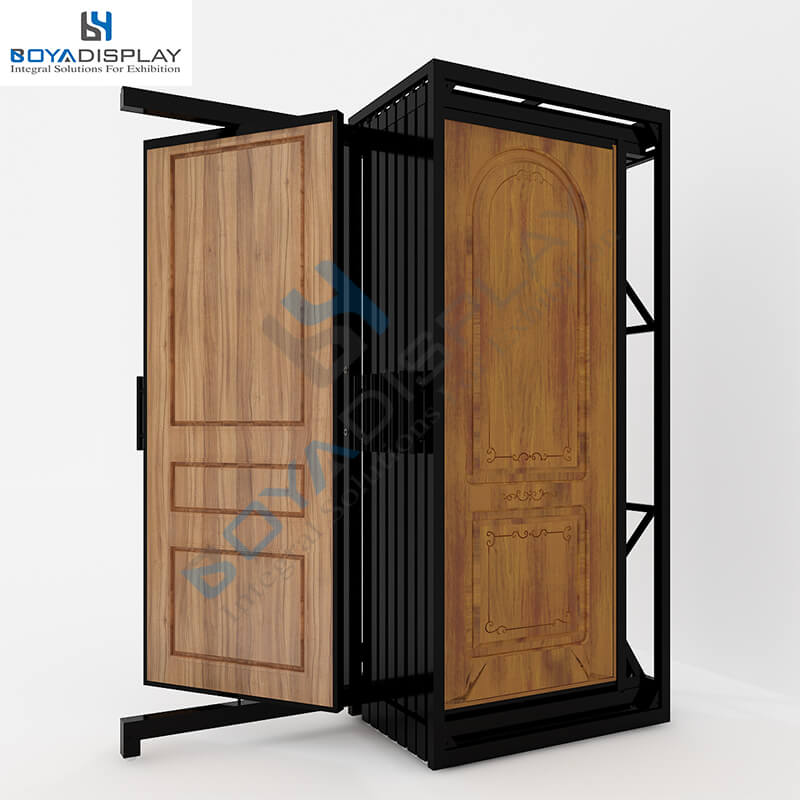 Customized Rotating And Slider Metal Wooden Door Display Stands