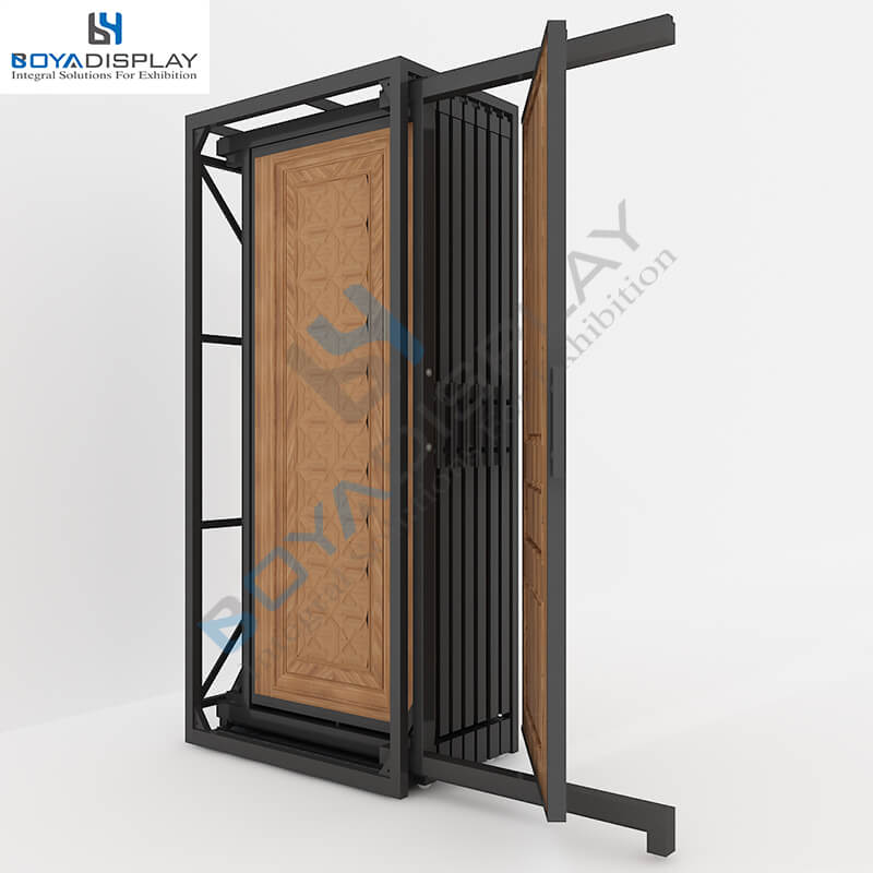 Customized Rotating And Slider Metal Wooden Door Display Stands