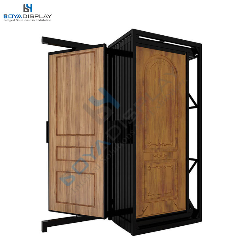 Customized Rotating And Slider Metal Wooden Door Display Stands