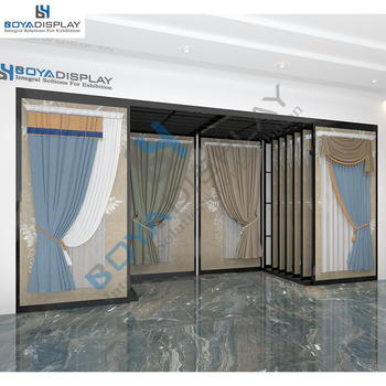 Custom Double Row Hanging Sliding Type Curtain Display Stand For Showroom