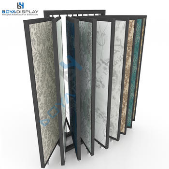 Customized L Type Page-Turning Wing Type Showroom Wallpaper Display Stands