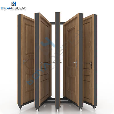 Manufacturer Custom Page-Turning Wood Door Display Sample Showroom Display Rack Stand