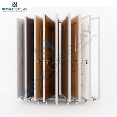 Customized New Style Big Page-Turning Type Wood Door Display Stand