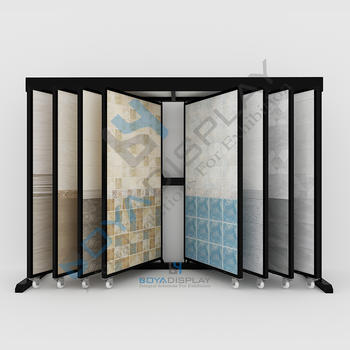 Selected Material Metal Page-Turning Type Wing Rack Display For Stone Tile