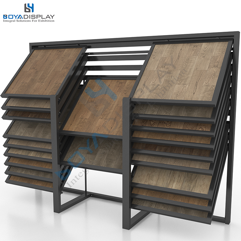 Elegant In Style Incline 45 Degrees Double Row Wood Flooring Display Rack