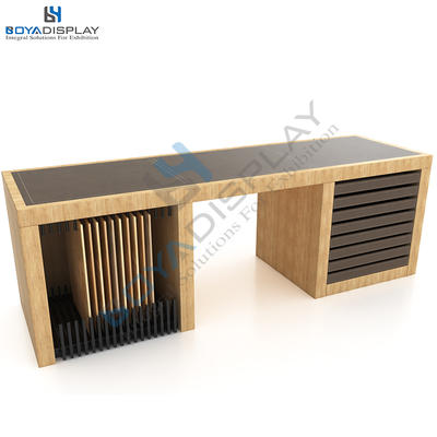 Custom size drawer and pull-push type tile stone display cabinet wooden flooring quartz marble display desk rack stand