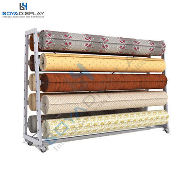 Manufacturer carpet rug fabric display system holder rack roll for showroom