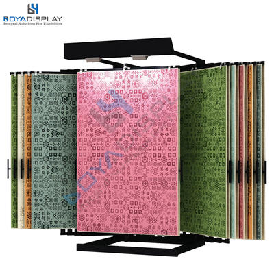 Factory Price Wholesale Page-turning type carpet display system fabric rug sample display rack stand
