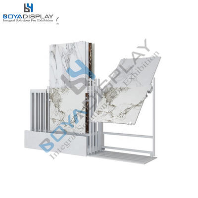 Factory Price Wholesale rotating and pull-push stone marble tile wooden flooring display rack stand for showroom exhition