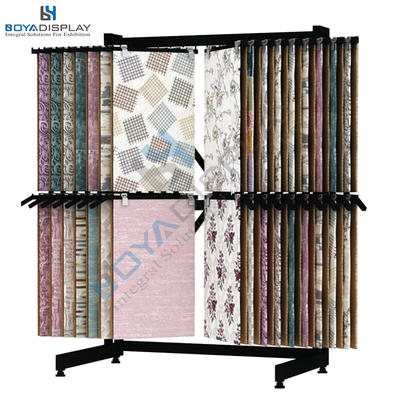 Page turning type carpet rug fabric sample shop display stands racking systems