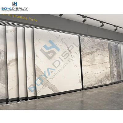 Adjustable slding type big slab stone tile display rack for showroom exhibition