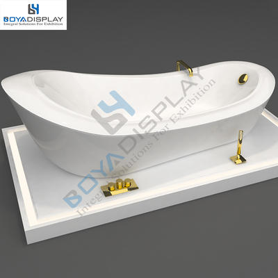 Wooden material custom size bathtub display rack stand for showroom