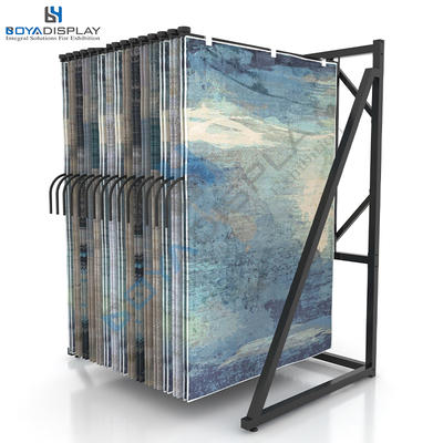 Page-turning type carpet rug fabric free standing display rack stand